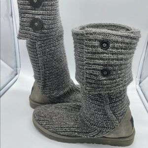 UGG Cardy Knit Tall Gray Boots 5819 Women's US 8